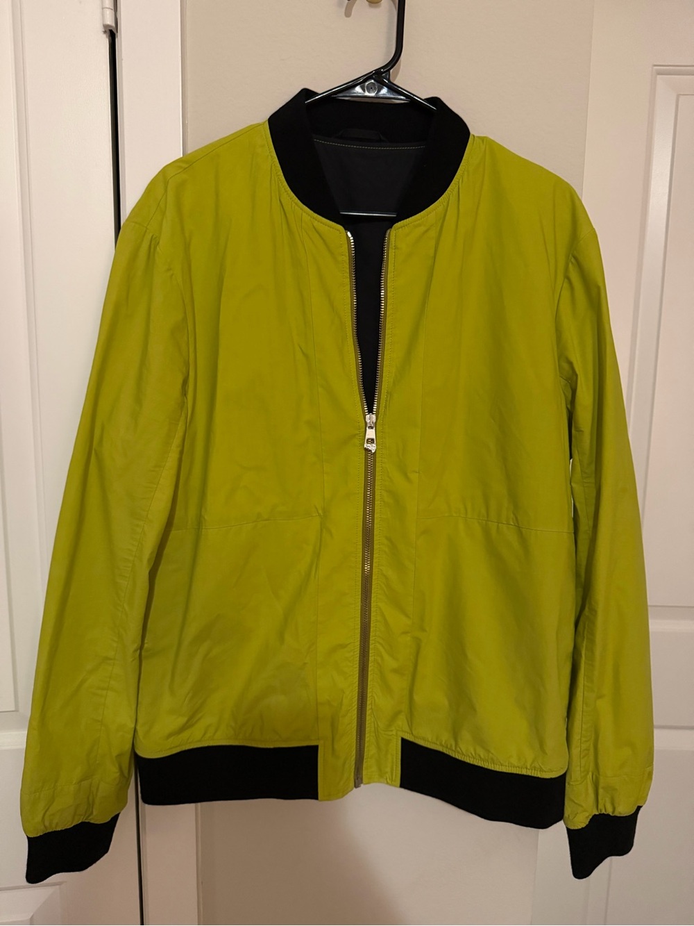 Versace Lime Green Bomber Jacket with Black Trim